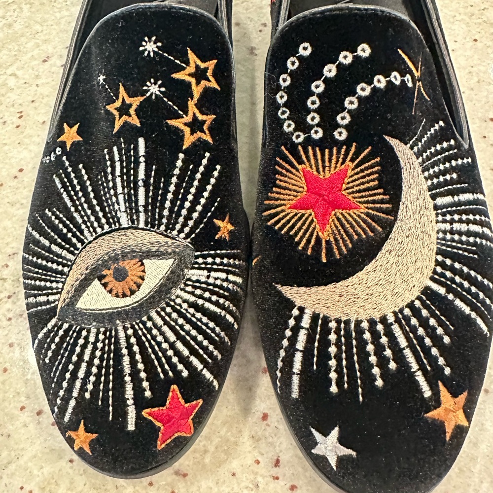 Johnny Was Cigarette Loafers with Red and Gold Accents